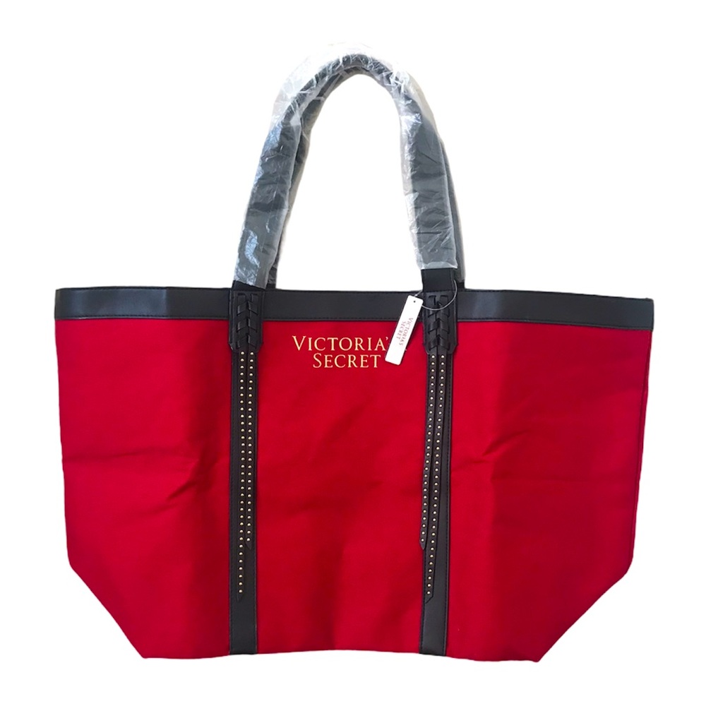 VICTORIAS SECRET | Red Studded Canvas Tote